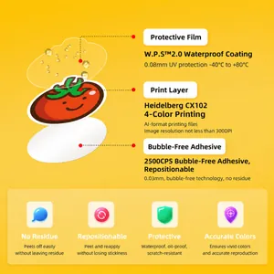 50pcs fruit and vegetable stickers with waterproof UV protection and 300DPI print quality