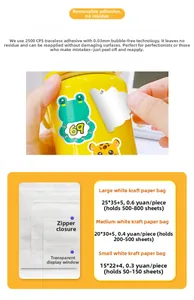 Guía de tallas para bolsas de papel kraft blanco con cierre y ventana transparente