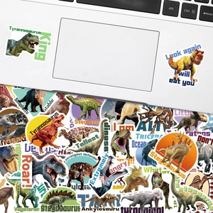 50-piece realistic and cartoon dinosaur sticker set for laptops, suitcases and skateboards