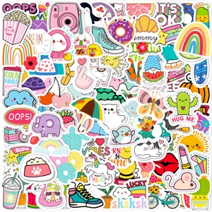 Cartoon Waterproof Vinyl Stickers For Water Bottles Laptop Skateboard Luggage Cute Aesthetic Pink Camera Animal Decals For Girls Teens Kids