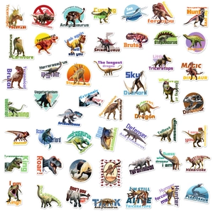 50 pieces of realistic dinosaur cartoon stickers for laptop and skateboard decoration
