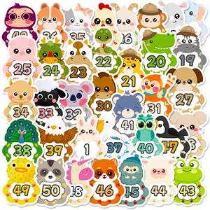 Cartoon Animal Number Stickers For Early Childhood Learning Waterproof Vinyl Decals For Kids Laptop Notebook Education Decorative Stickers