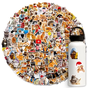 Set of 200 waterproof realistic cat stickers for water bottles and laptops