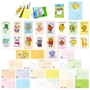 Cartoon Pun Postcards Funny Animal Fruit Greeting Cards Double Sided Encouragement Message Note Cards For Kids Students Reward Gifts