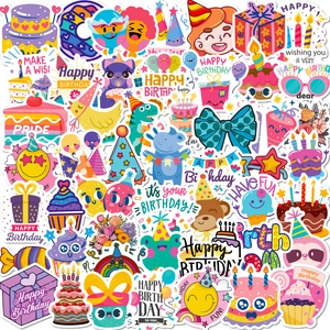 Happy Birthday Graffiti Aufkleber Wasserdicht Cartoon Kuchen Ballon Kerze Laptop Wasserflasche Scrapbook DIY Aufkleber Kinder Party