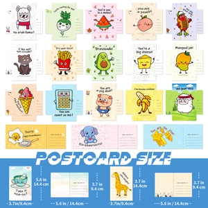 Set of 20 funny cartoon pun postcards with vibrant animal illustrations for decoration