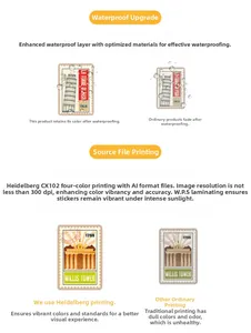 Waterproof world landmark stickers featuring high-resolution 300dpi printing quality