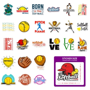 50pcs waterproof softball sports stickers for laptops, water bottles and gear