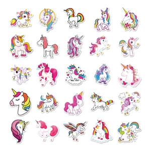 Set mit 25 süßen Einhorn- und Regenbogen-Aufklebern für Koffer und Laptops