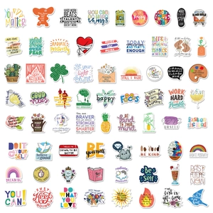 Collection de 64 autocollants de citations anglaises inspirantes avec motifs fleurs et animaux