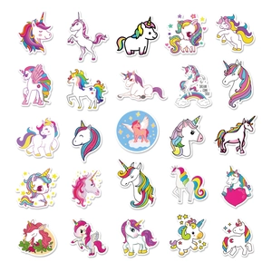 25 verschiedene süße Einhorn-Aufkleber mit Regenbogen-Designs für Laptops und Koffer