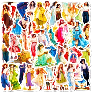Aesthetic Fashion Girl Outfits Stickers Waterproof PVC Decorative Decals For Scrapbooking Journal DIY Character Stickers