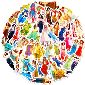 50pcs soft aesthetic girl fashion outfit stickers for scrapbook and phone decoration