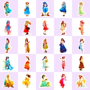 50pcs soft aesthetic girl fashion stickers for scrapbooking and DIY craft decoration