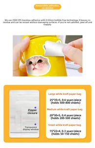Guida alle taglie per buste in kraft con finestra e capacità per adesivi per gatti