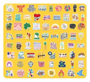 Détails d'autocollants de slogans motivants en anglais avec illustrations colorées à la main