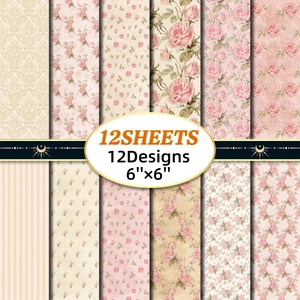Vintage Pink Rose Floral Scrapbook Paper Acid Free Decorative Material Paper For DIY Photo Album Journaling Crafting Background