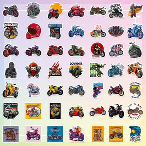 Lot de 50 stickers de moto étanches avec designs vintage cafe racer et motocross variés