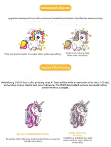 Autocollants de licorne étanches avec protection solaire et haute résolution de 300dpi