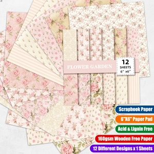 Detail view of 6x6 inch 160gsm vintage pink rose scrapbooking paper patterns