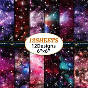 Papier de Scrapbooking DIY Nébuleuse Galaxie Rose Violet Matériau de Fond de Ciel Étoilé pour Décoration de Journal