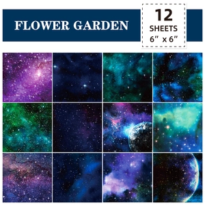 12-pack 6x6 inch Galaxy nebula pattern craft paper for DIY scrapbooking and star themes