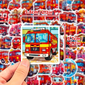 Cartoon Fire Truck Stickers For Kids Waterproof Vinyl Decals For Water Bottles Laptop Luggage DIY Scrapbooking Decoration