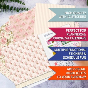 Detail of 12pcs floral scrapbook paper with pink roses for Valentine DIY planners