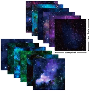12-pack galaxy-themed 15x15cm square decorative craft paper for DIY nebula scrapbooking