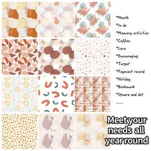 Σετ 12 καρτών scrapbooking boho με αφηρημένα σχέδια σε αποχρώσεις χρωμάτων Morandi