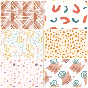 Λεπτομερής προβολή 6 boho σχεδίων για scrapbooking και διακοσμητικό χαρτί χειροτεχνίας