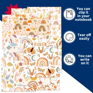 Detail showing tearable BOHO rainbow paper stickers with easy-to-write surface feature