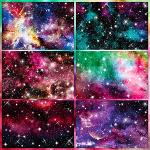 Papier de scrapbooking galaxie rose avec motifs nébuleuse pour loisirs créatifs 12 feuilles