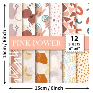 Λεπτομερής όψη 12 μοτίβων από boho χαρτί scrapbooking Pink Power 15x15 cm για DIY