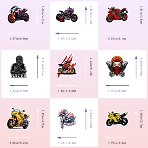 Lot de 50 autocollants de club de moto étanches avec divers motifs de graffitis de course