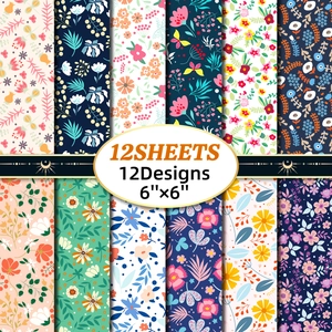 12 Sheets 6x6 Inch Flower Garden Scrapbook Paper Pack Floral Botanical Pattern Decorative Background Paper For DIY Album Journal Card Making