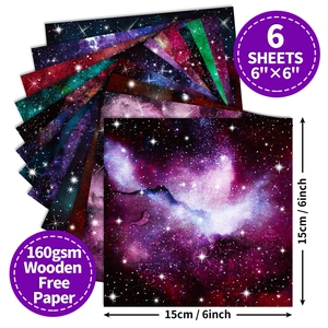 Pack papier scrapbooking galaxie 6 pouces avec motifs de nébuleuses étoilées