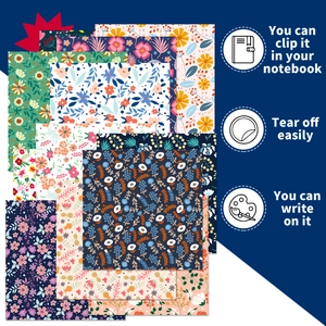 Floral patterned scrapbooking paper sheets with vintage botanical designs for DIY albums