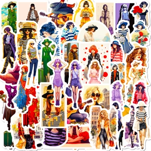 Cute Urban Girl Fashion Illustration Stickers Waterproof PVC Decals For DIY Journal Scrapbook Laptop Planner Decor