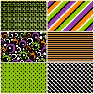 Set of 12 Halloween scrapbook material papers with assorted spooky festive patterns