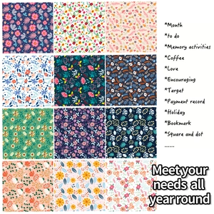 Floral scrapbook paper set with 12 vintage botanical patterns for DIY crafts and journaling