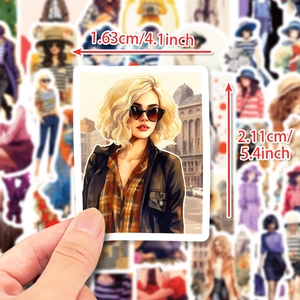 Set of 50 fashionable urban girl stickers for DIY scrapbooking and planners