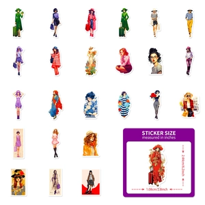 Set of 50 trendy urban girl stickers for DIY scrapbooking with various fashion styles