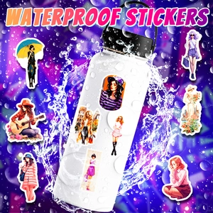 Waterproof stickers with fashion girl illustrations on a water bottle with splashes