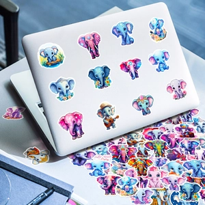 Adesivi colorati di elefanti per decorazione laptop con vivaci motivi bohémien