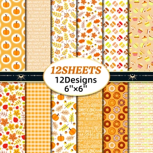 Papier de Scrapbooking Floral d'Automne Papier de Fond Décoratif Pour Album Photo Bricolage Citrouille Motif Feuille d'Érable Couleur Chaude