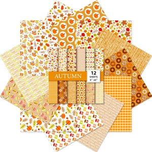 Détail de 12 feuilles de papier scrapbooking automne 6x6 pouces avec motifs de citrouilles