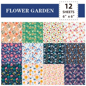 12-pack Flower Garden pattern 6x6 inch decorative scrapbook paper set for DIY albums