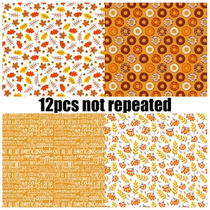 Lot de 12 papiers de scrapbooking d'automne aux motifs de café et de glands décoratifs