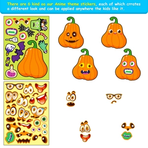 Detail of Halloween DIY pumpkin facial expressions stickers for kids creative activity